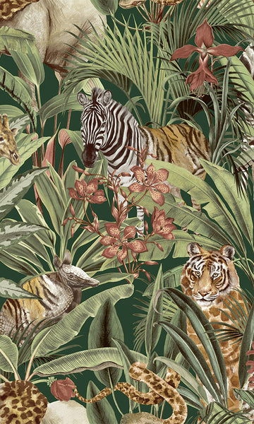 Botanical Wallpaper Canada | Tropical Amazonia Green Serengeti 