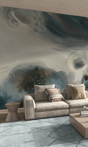 Thuraya Nebula Gray Bubbles Wall Navy Blue MA1319-TN - Sample