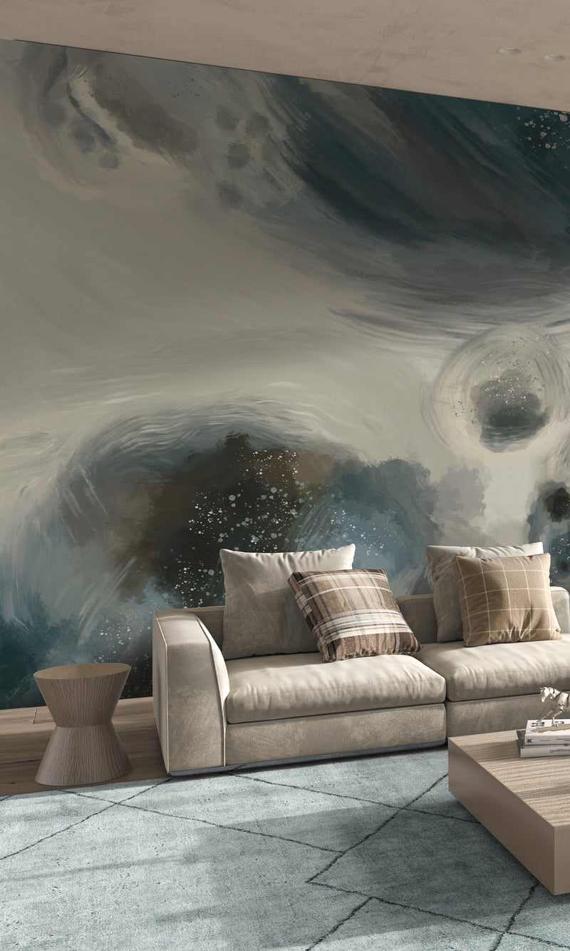 Thuraya Nebula Gray Bubbles Wall Navy Blue MA1319-TN - Sample