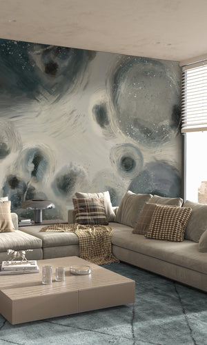 Thuraya Nebula Gray Bubbles Wall Navy Blue MA1319-TN - Sample