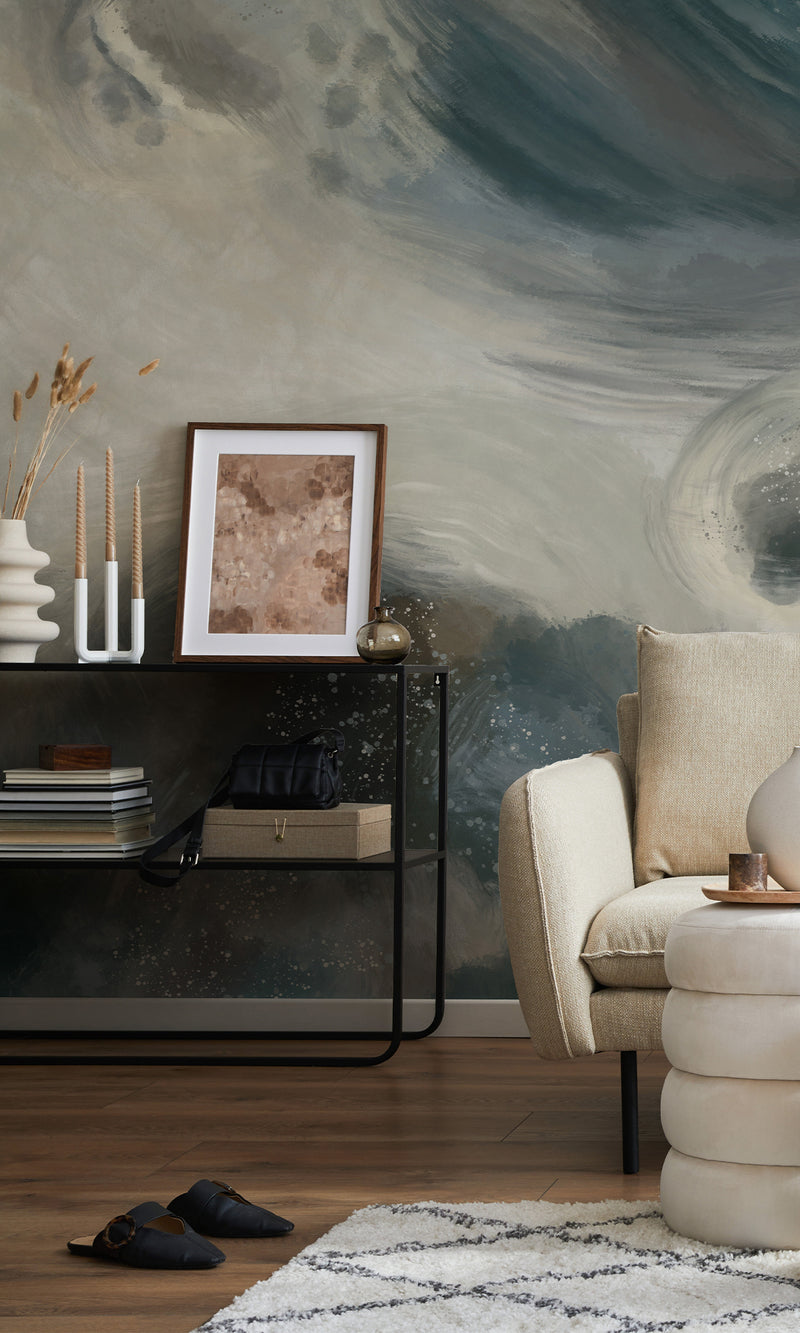 Thuraya Nebula Gray Bubbles Wall Navy Blue MA1319-TN - Sample