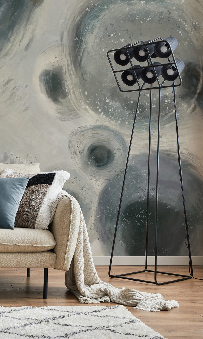 Thuraya Nebula Gray Bubbles Wall Navy Blue MA1319-TN - Sample