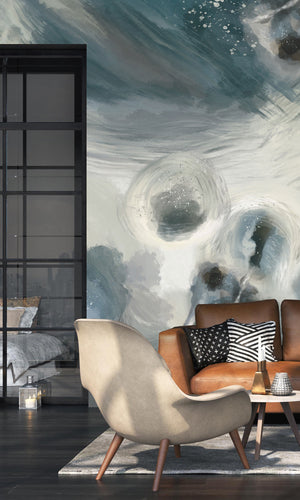 Thuraya Nebula Gray Bubbles Wall Navy Blue MA1319-TN - Sample