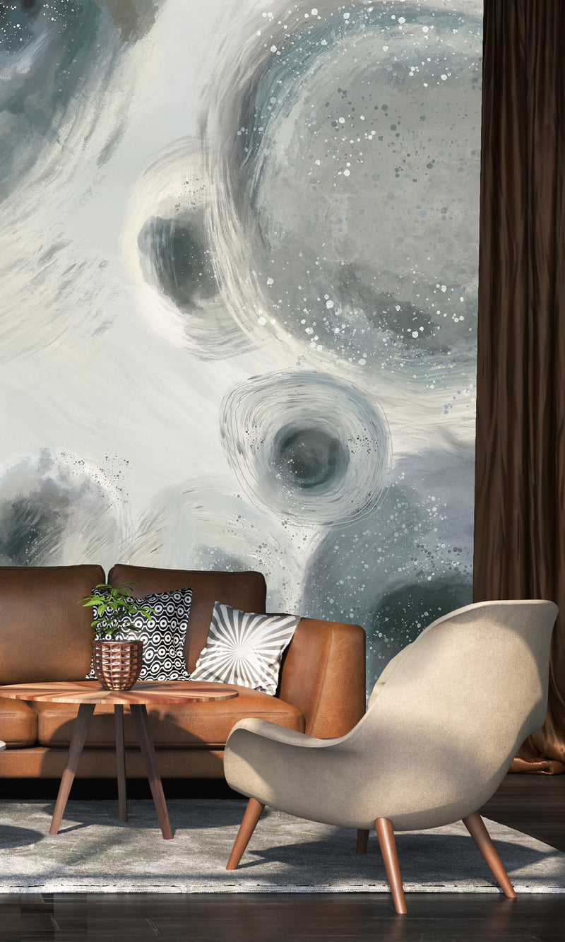 Thuraya Nebula Gray Bubbles Wall Navy Blue MA1319-TN - Sample