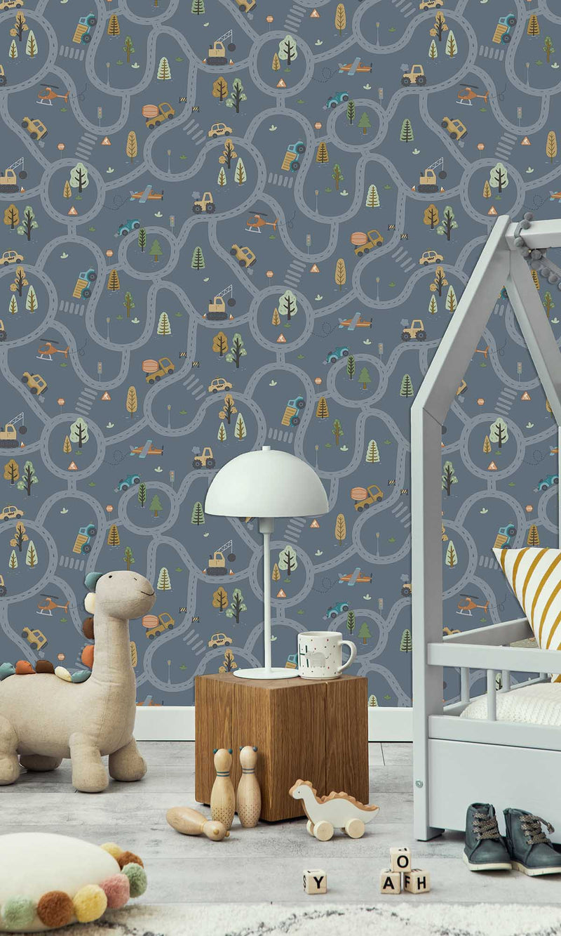 Adventure Awaits Roundabout Road Denim Blue 14083