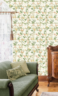 Imaginarium 3 Trailing Floral Trellis Orange Cream 14200