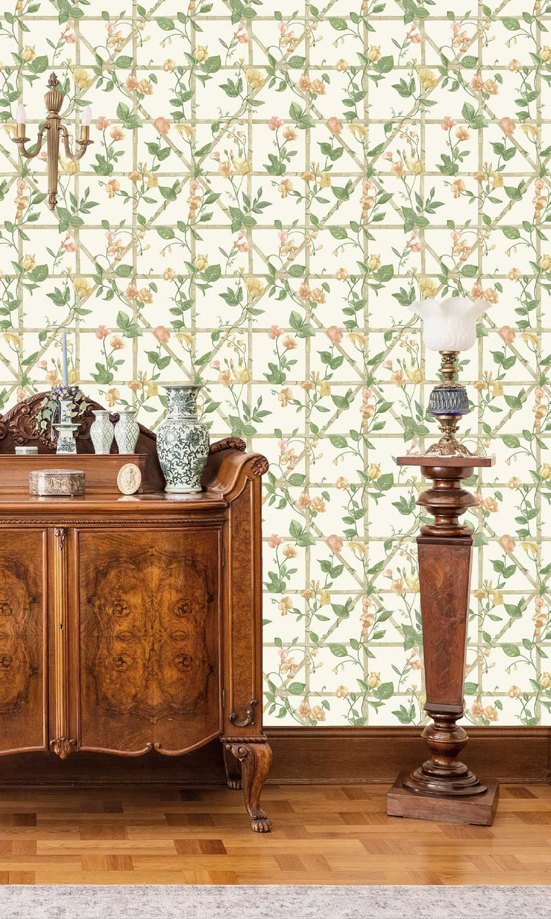 Imaginarium 3 Trailing Floral Trellis Orange Cream 14200