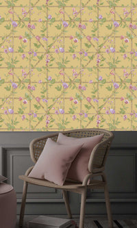 Imaginarium 3 Trailing Floral Trellis Ochre 14201