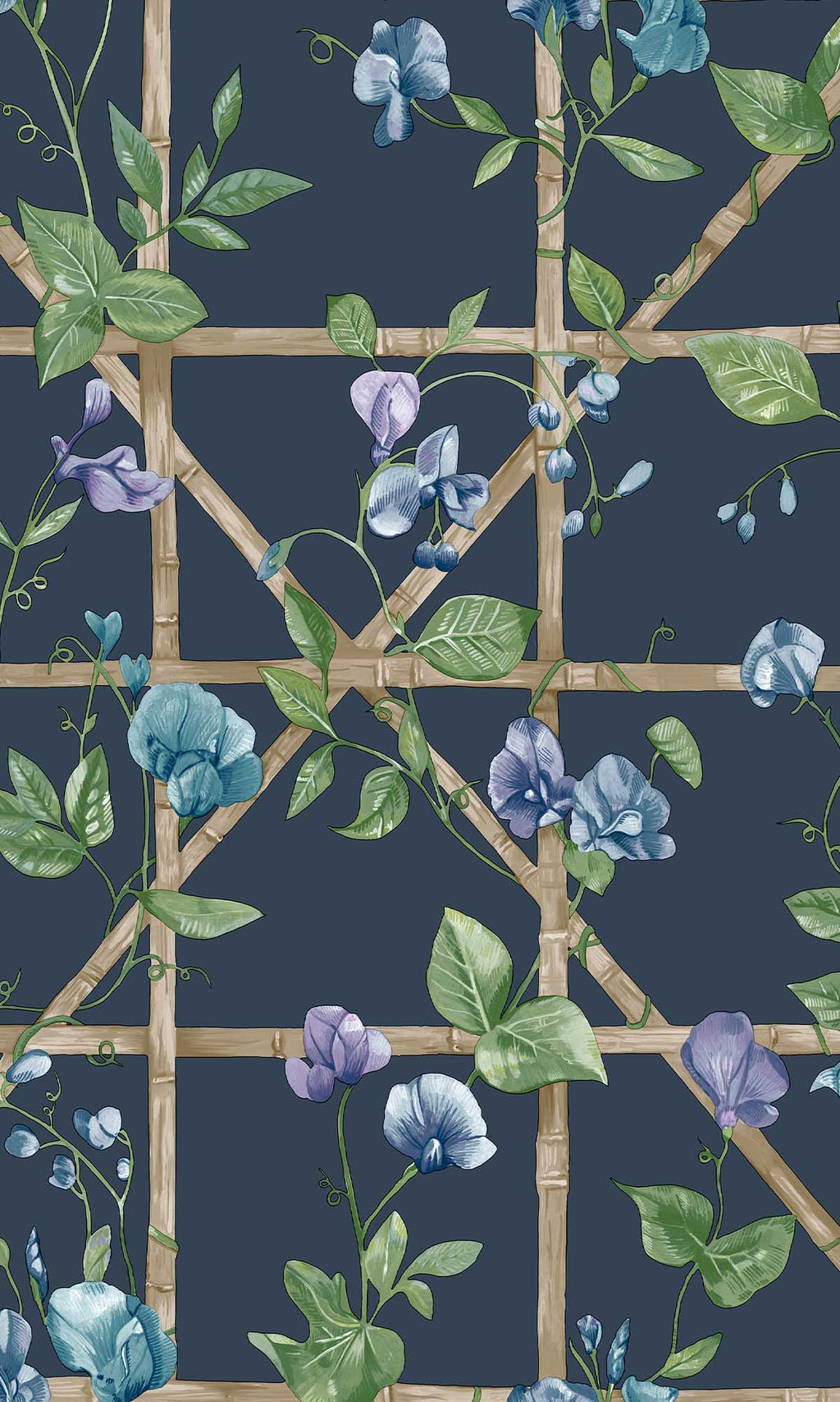 Imaginarium 3 Trailing Floral Trellis Navy 14202