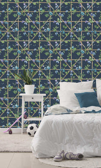Imaginarium 3 Trailing Floral Trellis Navy 14202