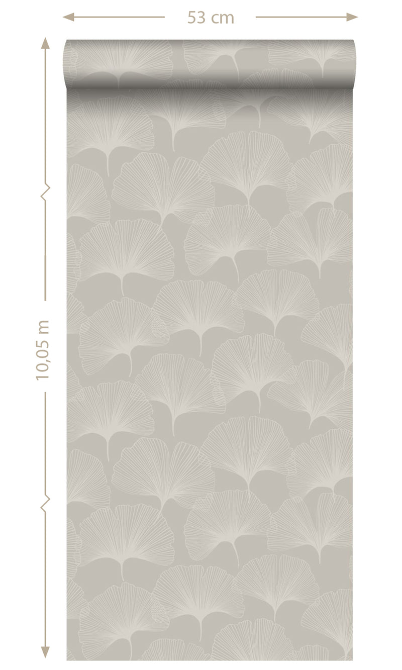 Origin City Chic Warm Gray Shiny Ginko Leaves 347749