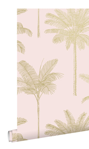 Origin Paradise Soft Pink and Gold Palm Trees 139164