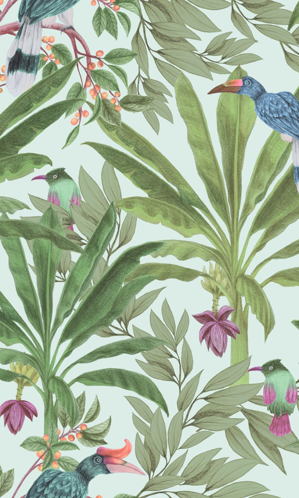 Origin Paradise Mint and Jungle Green Tropical Jungle Leaves 139189