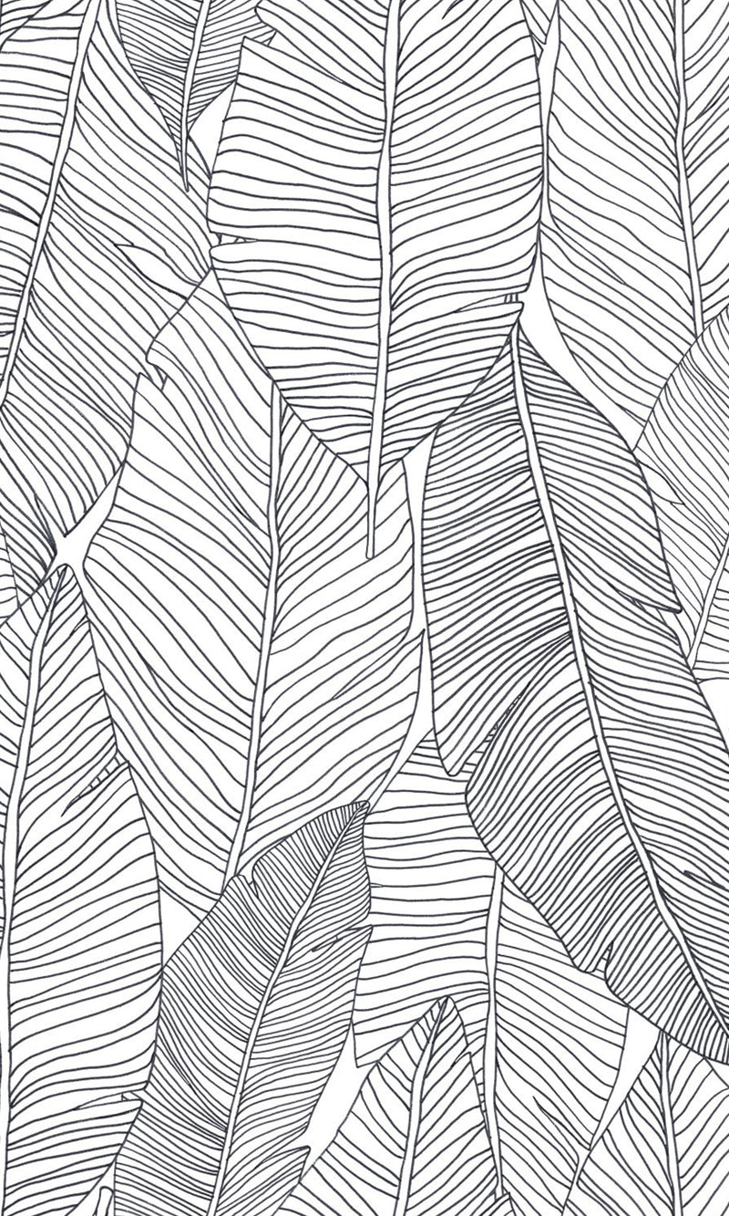 Origin Jungle Fever Black and White Pen Drawn Leaves 139011