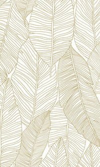 Origin Jungle Fever White and Gold Pen Drawn Leaves 139125