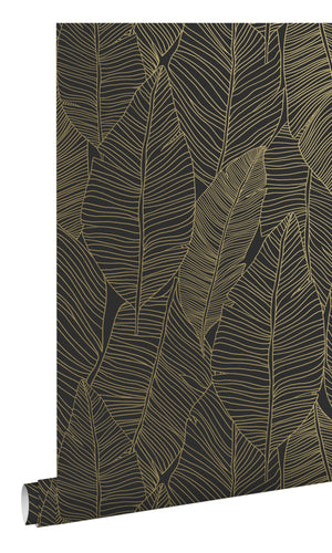 Origin Jungle Fever Black and Gold Pen Drawn Leaves 139126