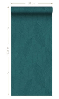 Origin Jungle Fever Petrol Blue Pen Drawn Leaves 139448