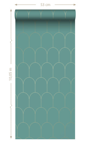 Origin Sea Green and Gold Art Deco Motif 139204