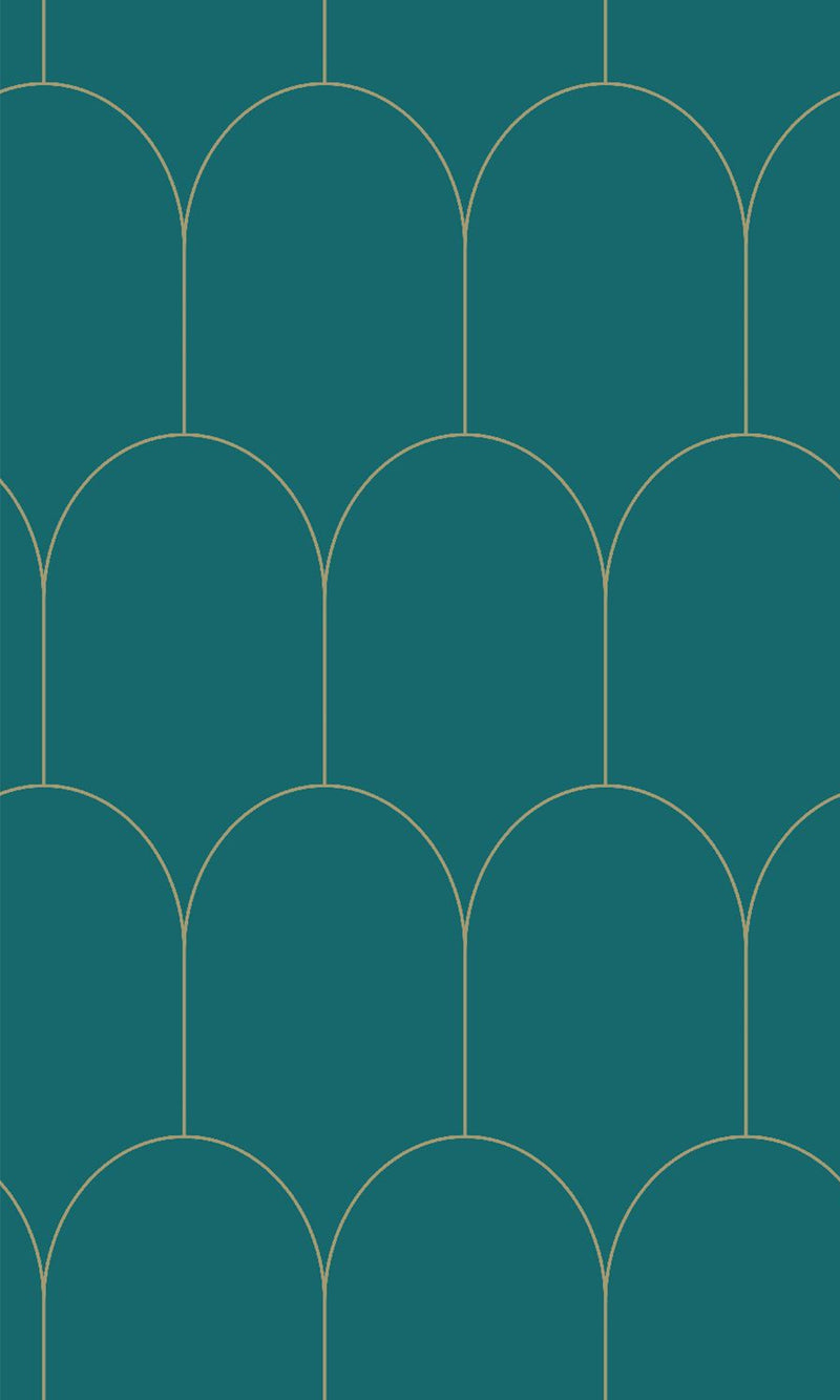 Origin Teal and Gold Art Deco Motif 139205