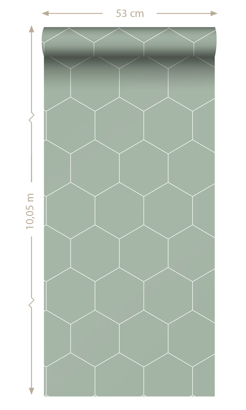 Origin Grayish Green and White Art Deco Honeycomb 139227