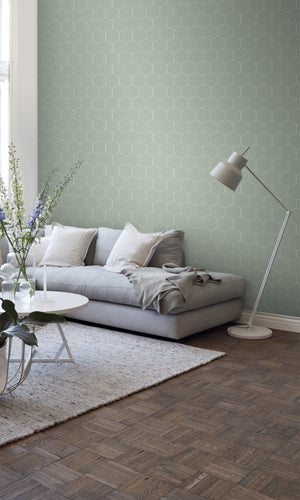 Origin Grayish Green and White Art Deco Honeycomb 139227