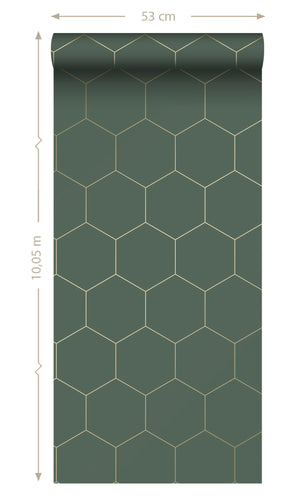 Origin Dark Green and Gold Art Deco Honeycomb 139228