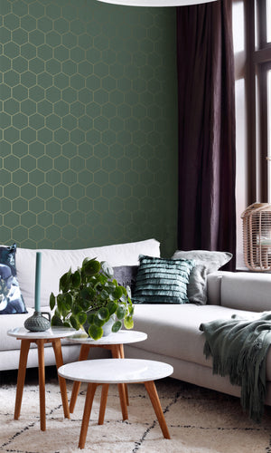 Origin Dark Green and Gold Art Deco Honeycomb 139228