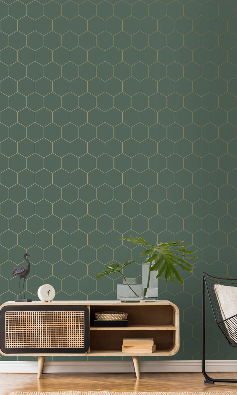 Origin Dark Green and Gold Art Deco Honeycomb 139228