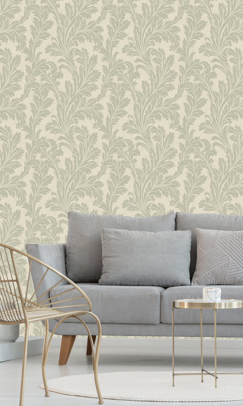 Eleganza Acanthus Sage - Cream 36430