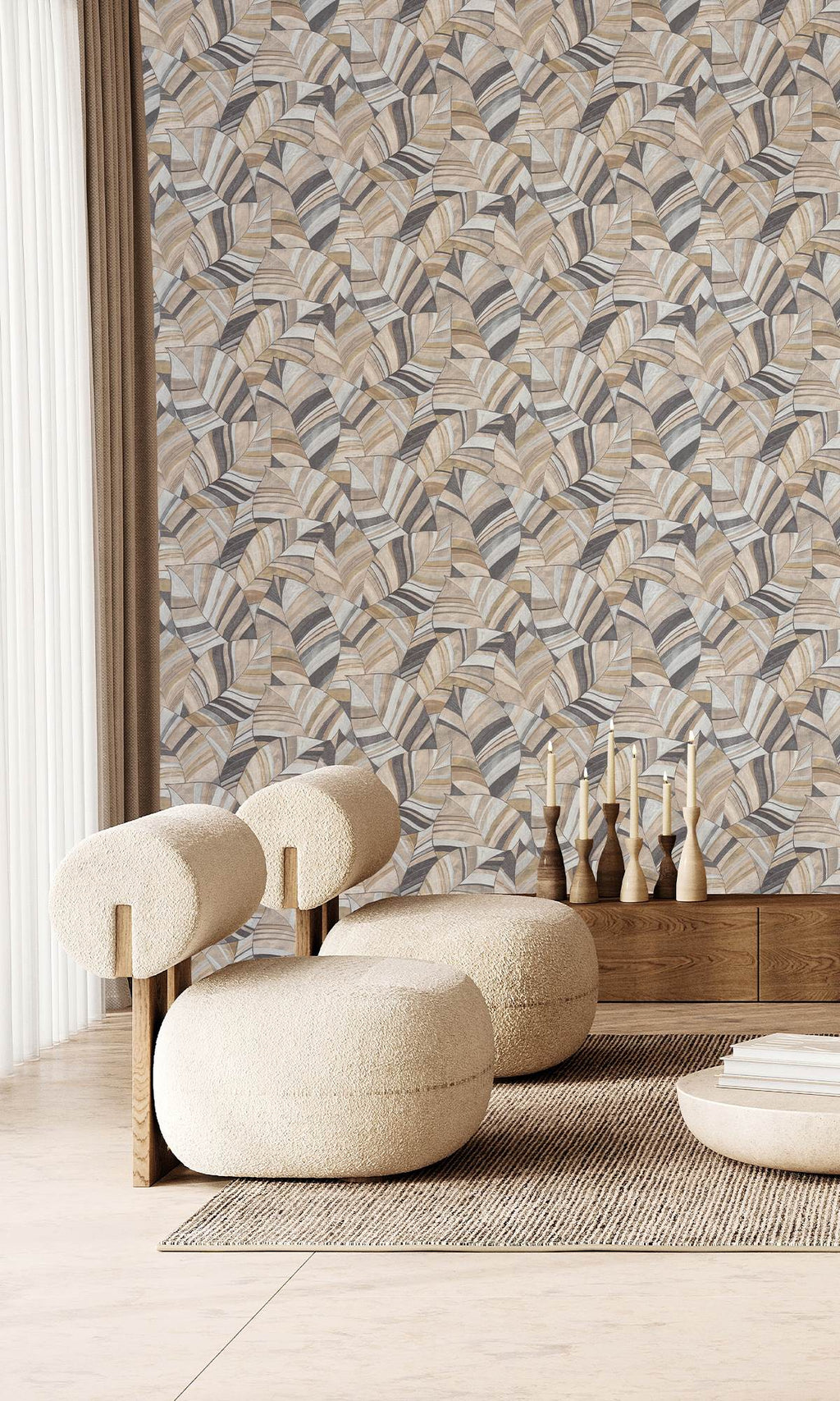 Serenity Native Leaves Brushed Nickel & Coffee Diva SY27562