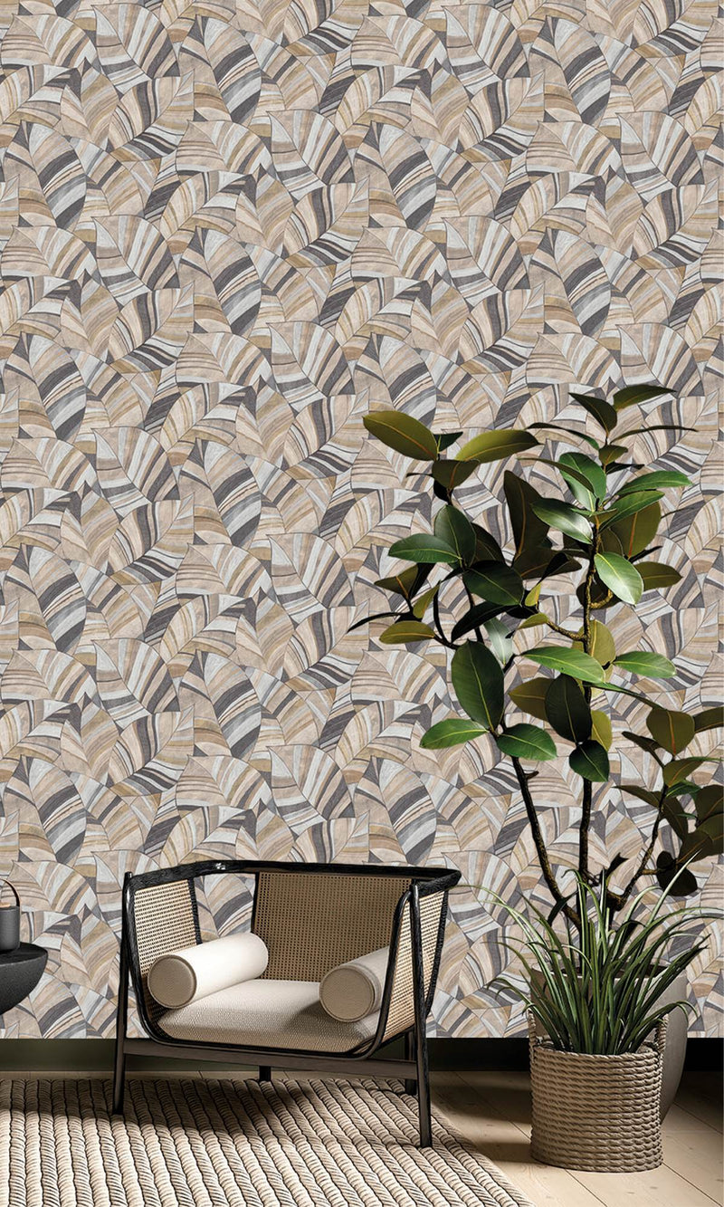 Serenity Native Leaves Brushed Nickel & Coffee Diva SY27562