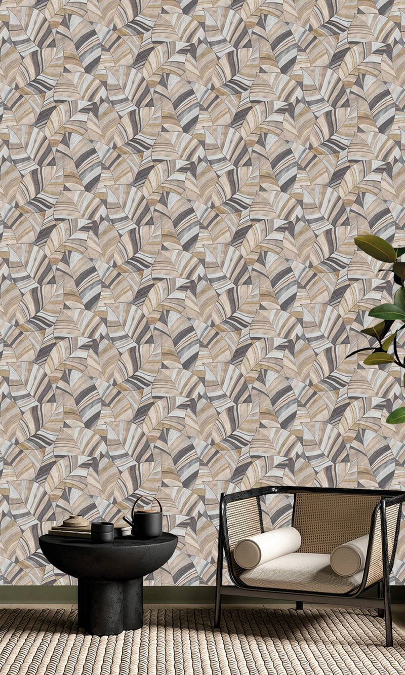 Serenity Native Leaves Brushed Nickel & Coffee Diva SY27562