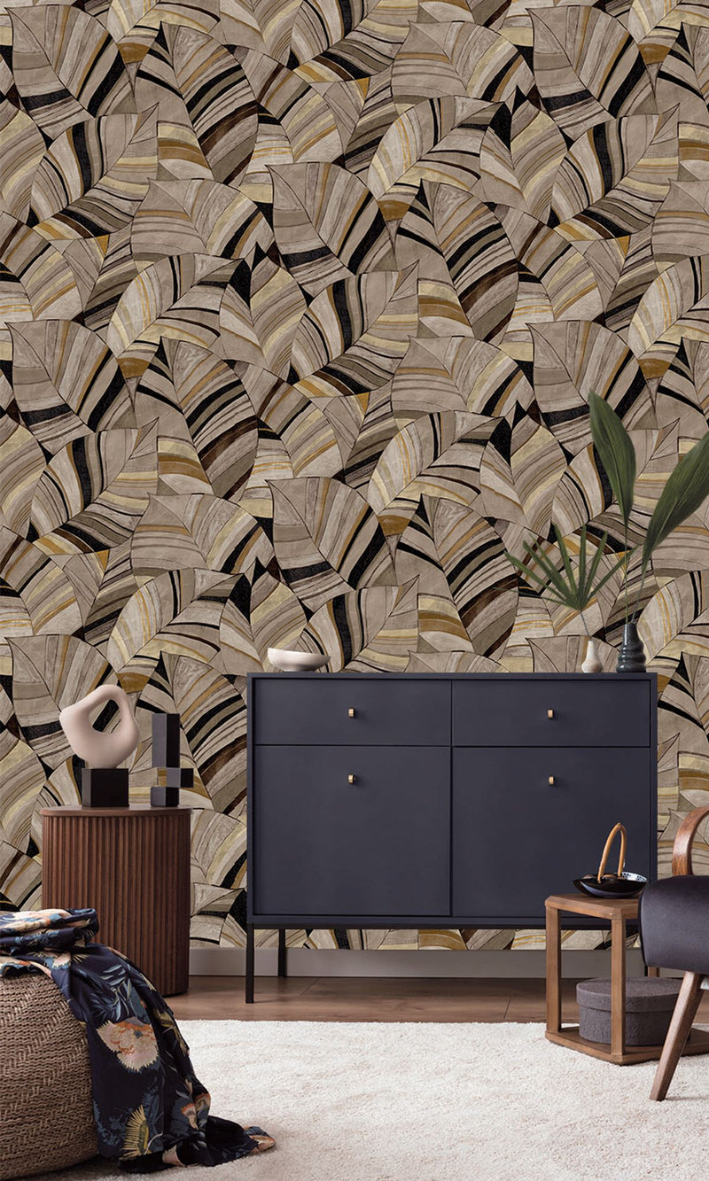 Serenity Native Leaves Duqqa Brown & Bungalow Taupe SY27563