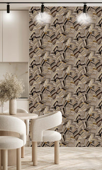 Serenity Native Leaves Duqqa Brown & Bungalow Taupe SY27563