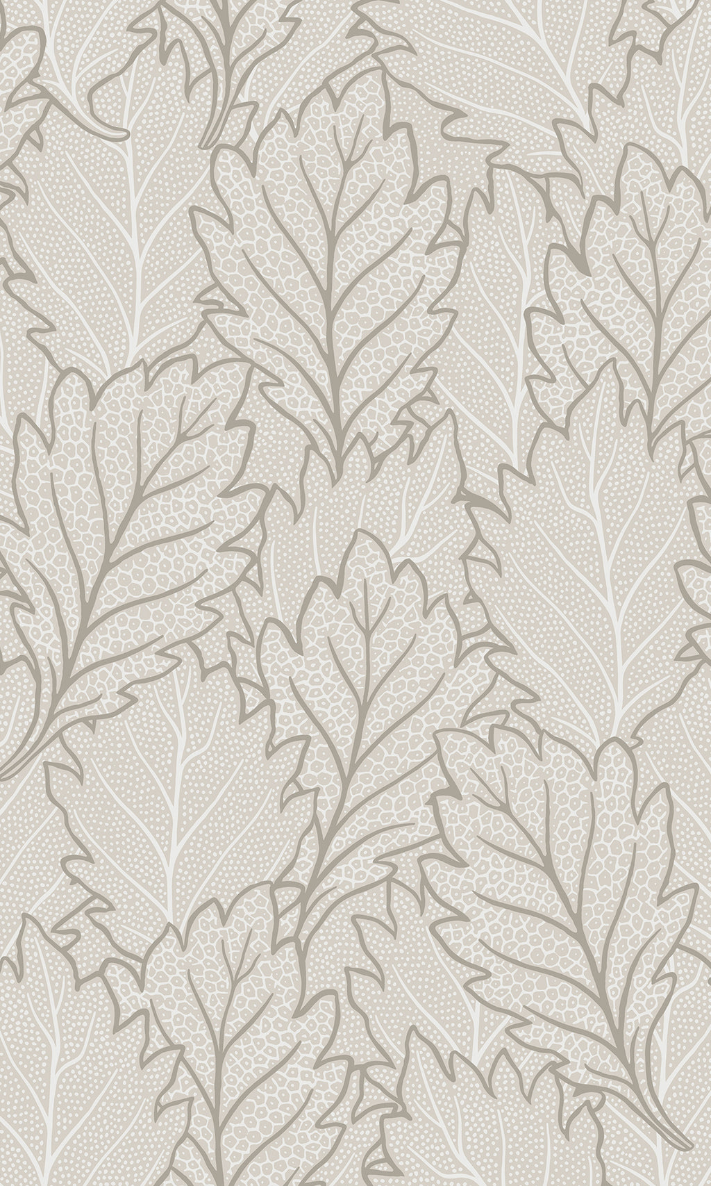 Antibes Quercus Leaves Thick Fog & Warm Grey AN28260