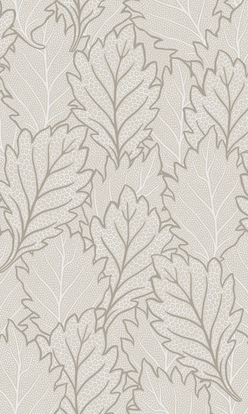 Antibes Quercus Leaves Thick Fog & Warm Grey AN28260