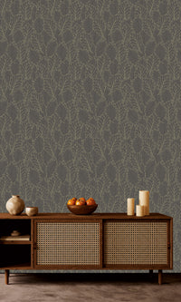 Antibes Quercus Leaves Merlin Grey & Deep Walnut AN28263