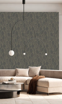 Antibes Quercus Leaves Merlin Grey & Deep Walnut AN28263