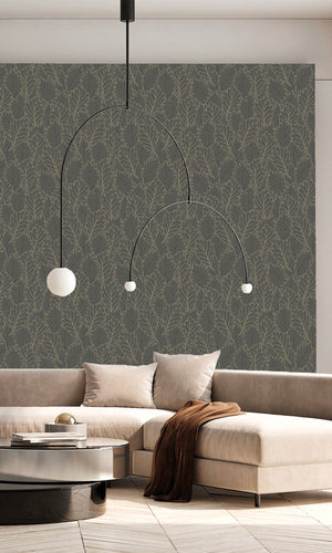 Antibes Quercus Leaves Merlin Grey & Deep Walnut AN28263