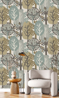 Antibes Nature Forest  Pearl Oyster & Iceberg Green AN28281