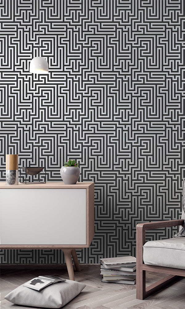 black and white maze wallpaper canada