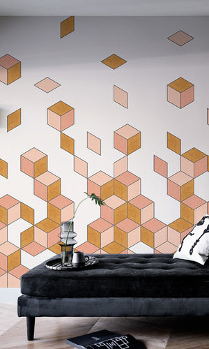 cube geometric wallpaper mural