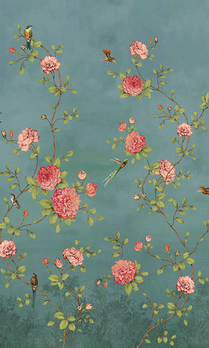 vintage floral chinoiserie wallpaper mural