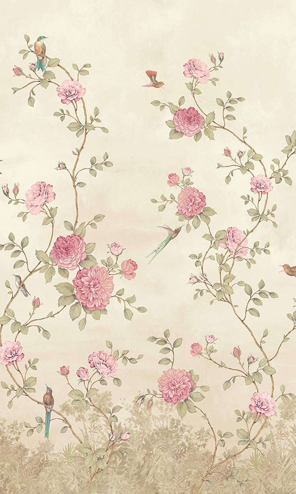 vintage floral chinoiserie wallpaper mural