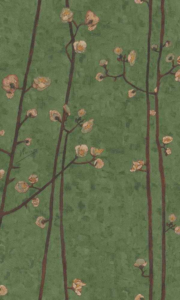 Van Gogh flowering plum orchard wallpaper