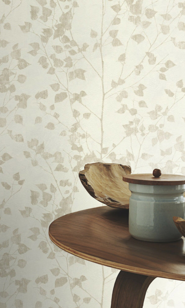 metallic floral powder room wallpaper