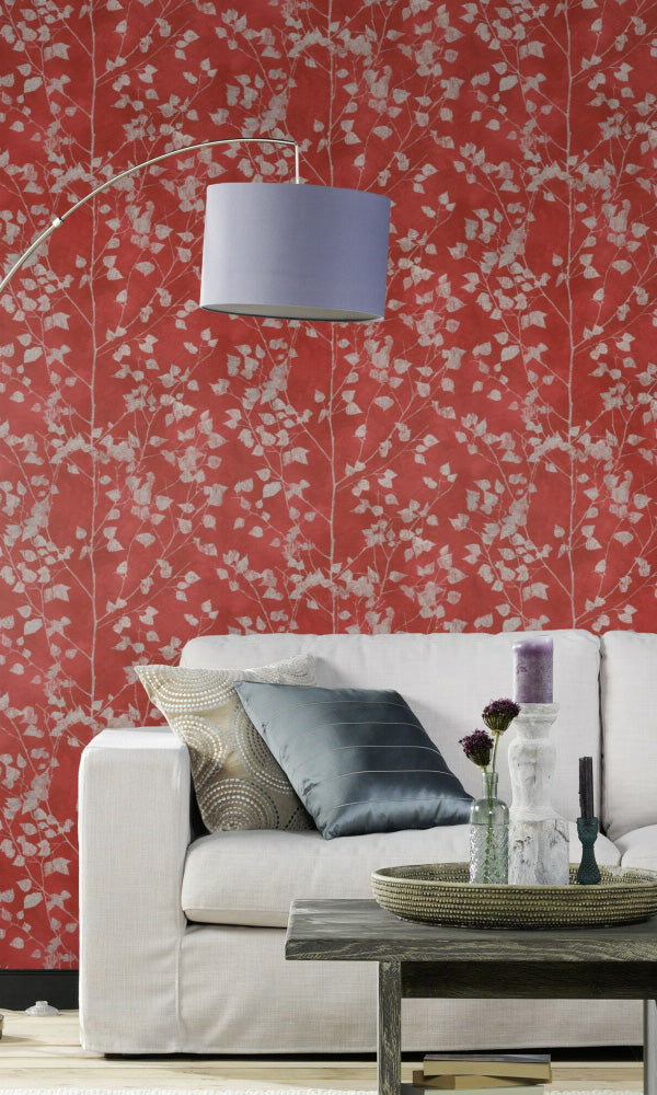 metallic floral living room wallpaper