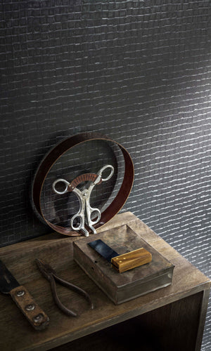 Texture Stories Charcoal Mosaic Tile Wallpaper 49101