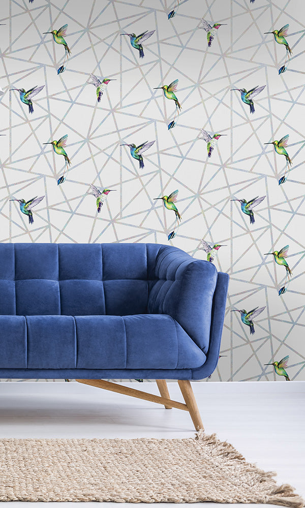 geometric hummingbird wallpaper