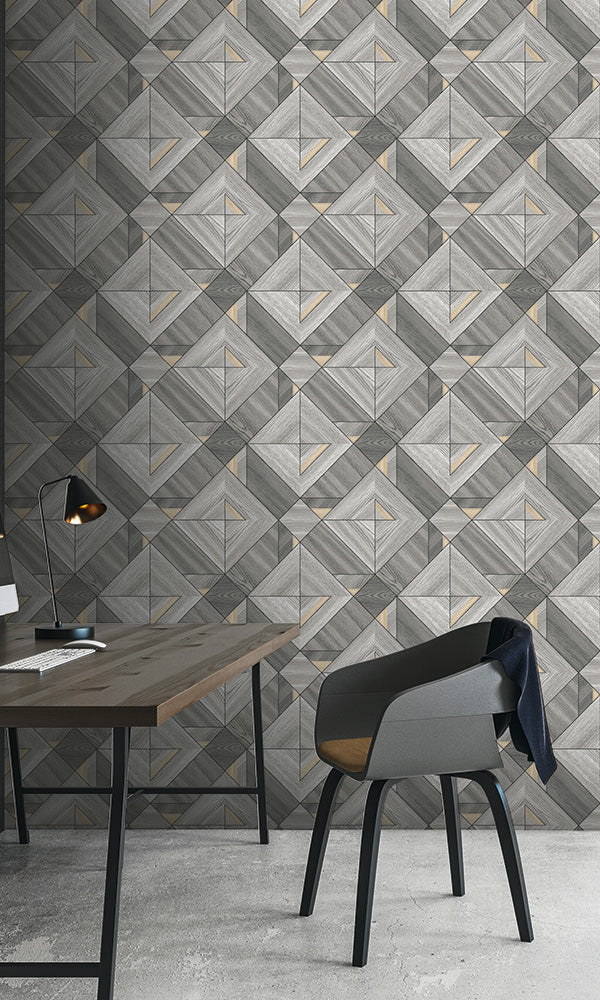faux wooden diamonds geometric wallpaper